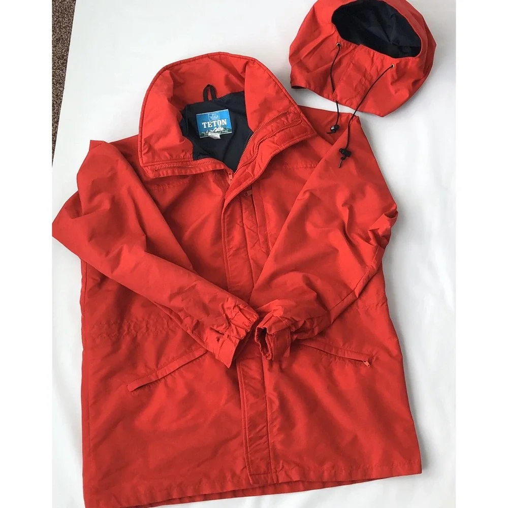 Woolrich Jacket‎ Men Large Teton Red Windbreaker Coat Hood USA Outdoor Gorpcore